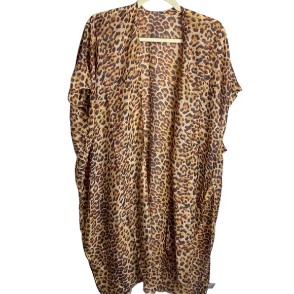 Bon Voyage Other - Bon Voyage Cheetah Animal Print Sheer Oversized Swimsuit Coverup Open Front